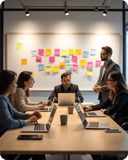 Equipe de desenvolvedores em reunião